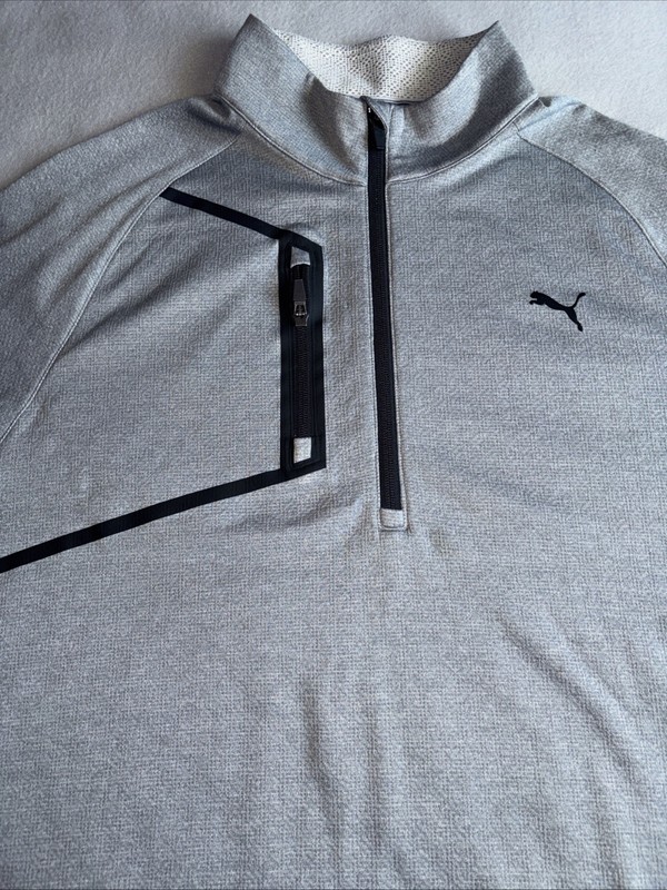 Puma DryCell 1/4 Zip Mock Neck Pullover Gray Men's Size XL Zipper Pocket gallery