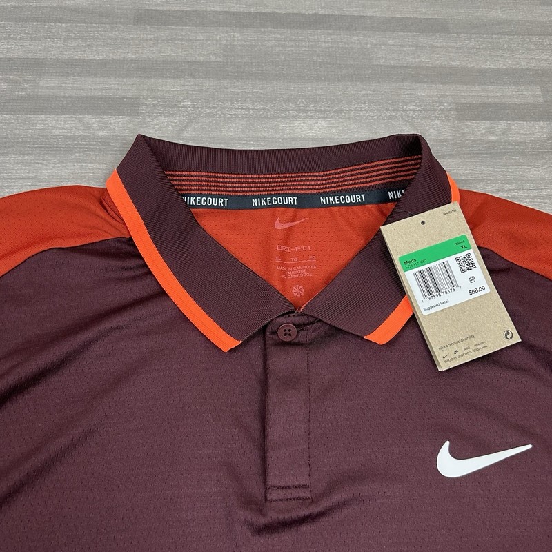 Nike Court Advantage Dri-Fit Tennis Polo Shirt Mens Size XL FD5317 Burgundy $68 gallery