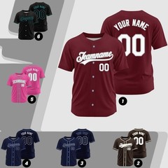 Custom Maroon Baseball Jersey, Personalized Name Number Logo, Red White Shirt