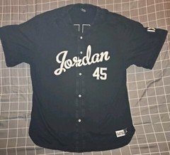 Air Jordan Barons Embroidered Button Up Baseball Jersey #45 Retro 11 XI 3XL
