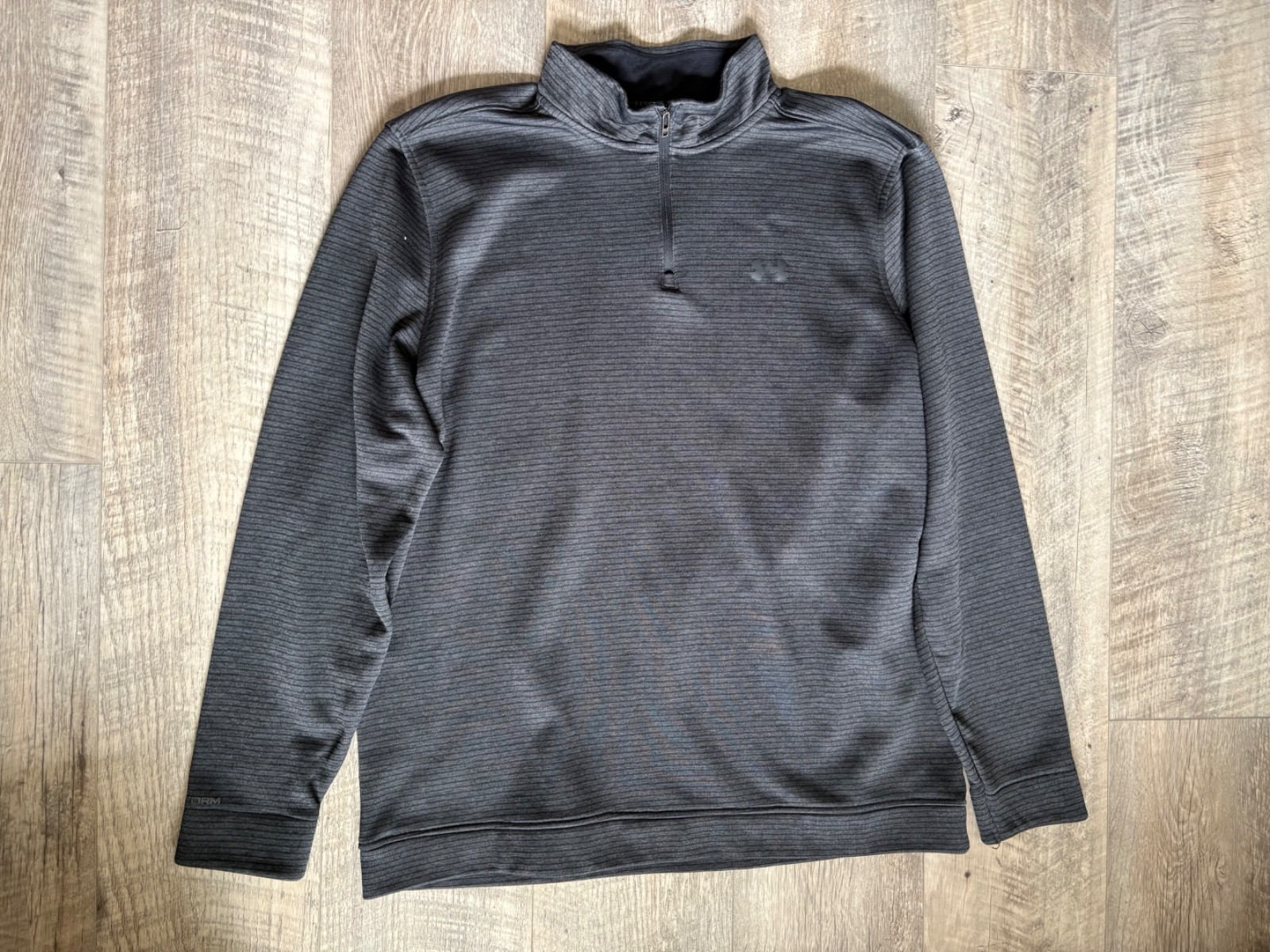 Under Armour Storm Golf Polo XXLT Grey/Black Striped Long Sleeve 1/4 Zip gallery