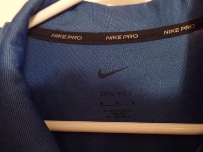 Men's, Nike Pro, Golf Shirt, Solid Blue, LS, Dri-Fit, Zip Neck, Size-M, Ex. Con. gallery