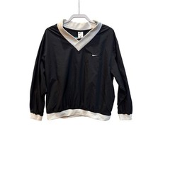 Nike Sportswear Pullover V Neck Black Cream Trim Athletic Top Sz L