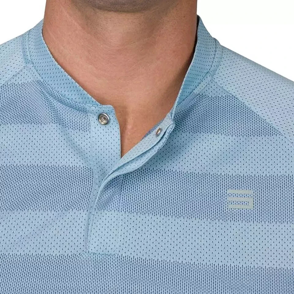 Three Sixty Six Men's 4XL Collarless Golf Polo Big Stipe Light Blue gallery