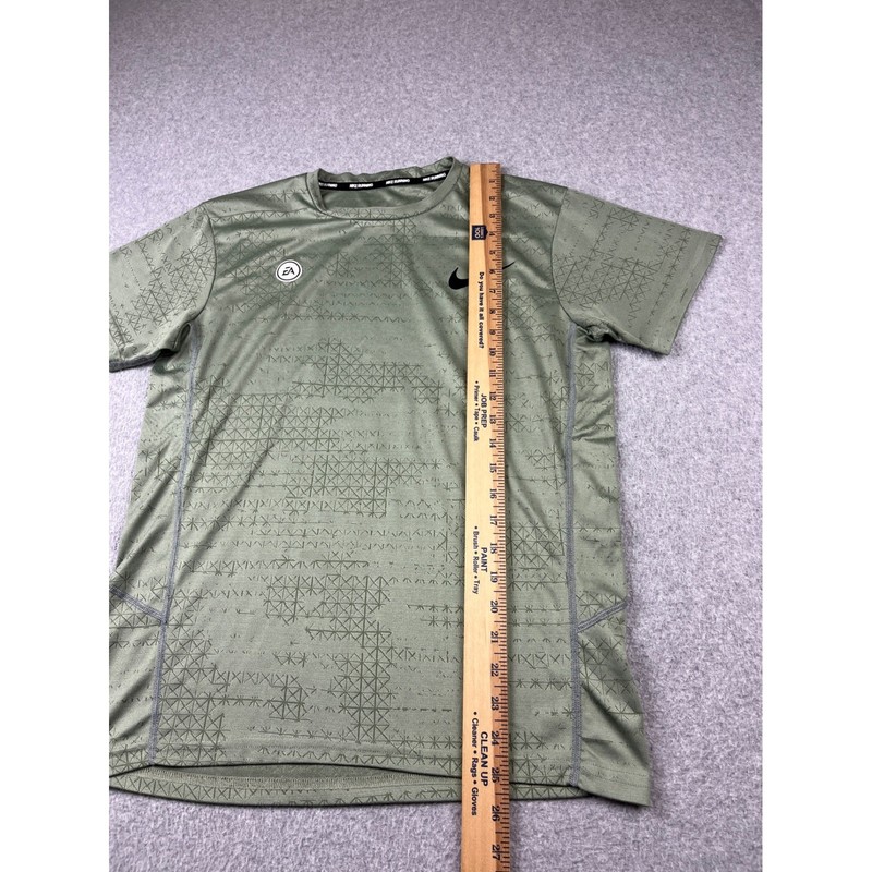 Nike Running Shirt Mens Medium Green EA Sports Dri-Fit Geometric Graphic Tee gallery