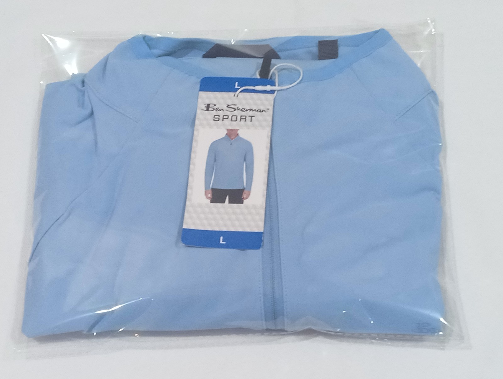 Ben Sherman Men's Quarter Zip Active Stretch Sport Blue Long Sleeve Shirt, Large gallery