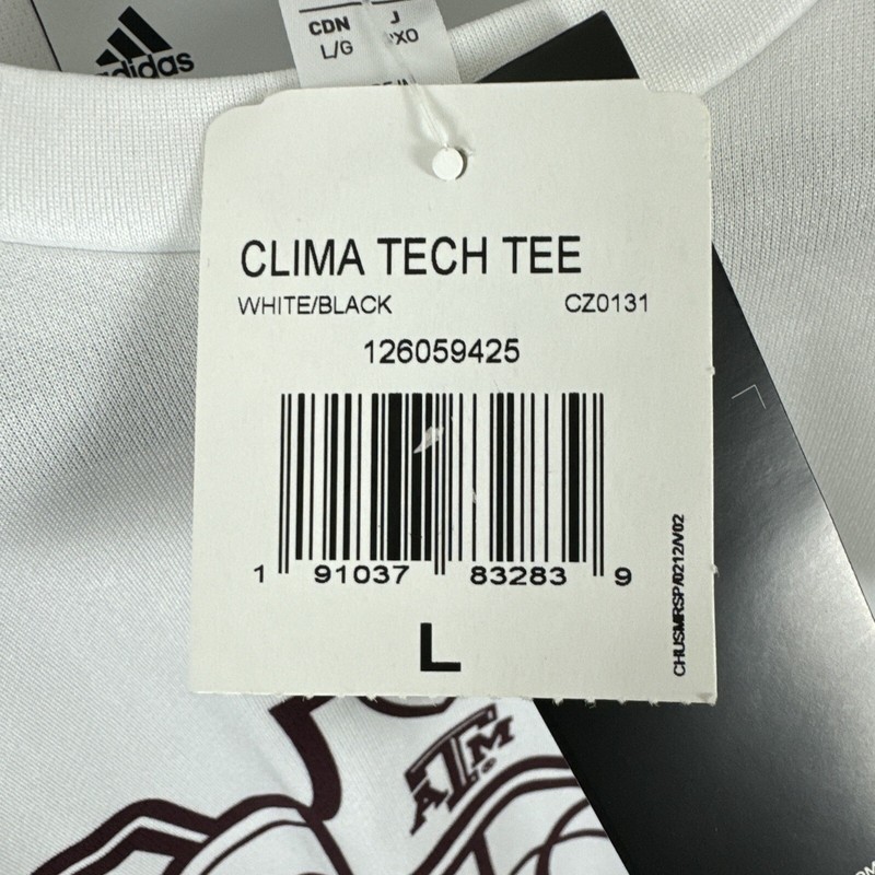 Adidas Mens Texas AM Clima Tech Tee Short Sleeve Shirt White Size L gallery