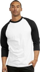 TOP PRO Men’s 3/4 Sleeve Casual Raglan Jersey Baseball Tee Shirt (M / BLK/WHT)