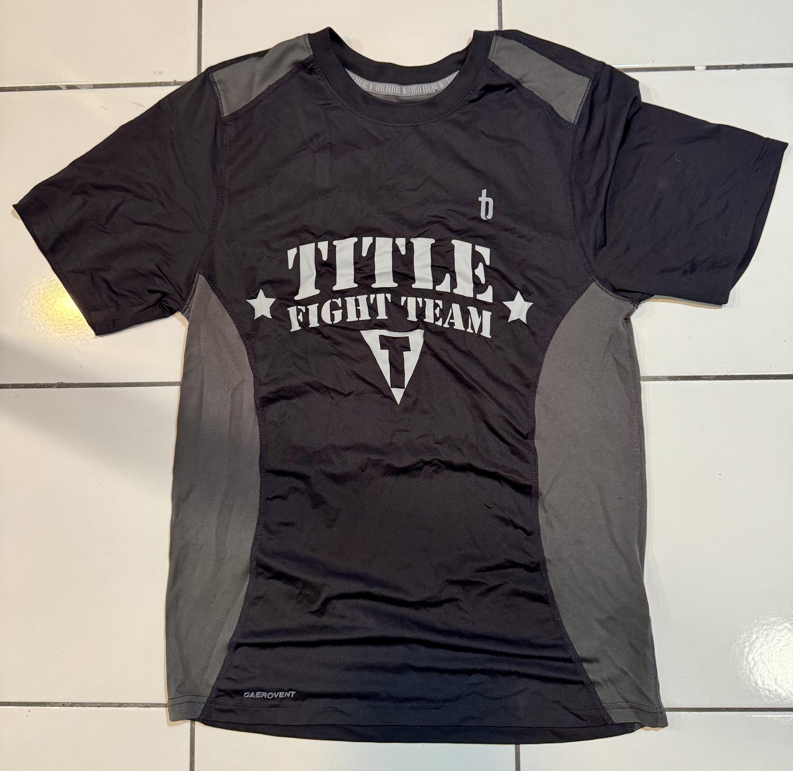 TITLE Boxing Shirt Mens Small Black Aerovent Fight Team Mesh Athletic Training gallery