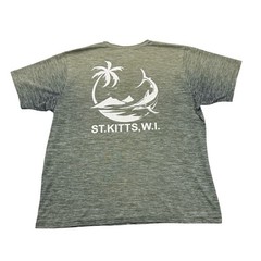 St Kitts WI Shirt Mens 3XL Green Gray Beach Marlin Fish Short Sleeve Stretch