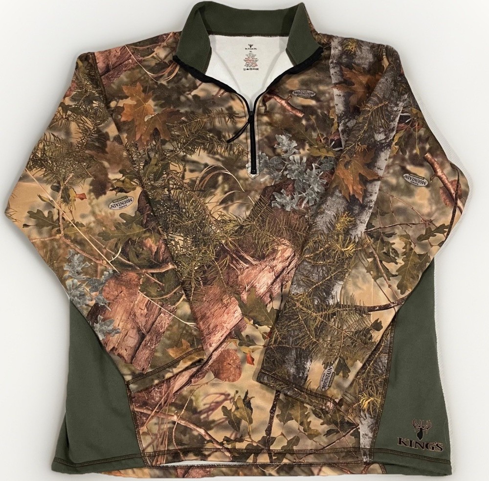 King’s Camo Men’s Pullover 1/4 Zip Mountain Shadow Size XL