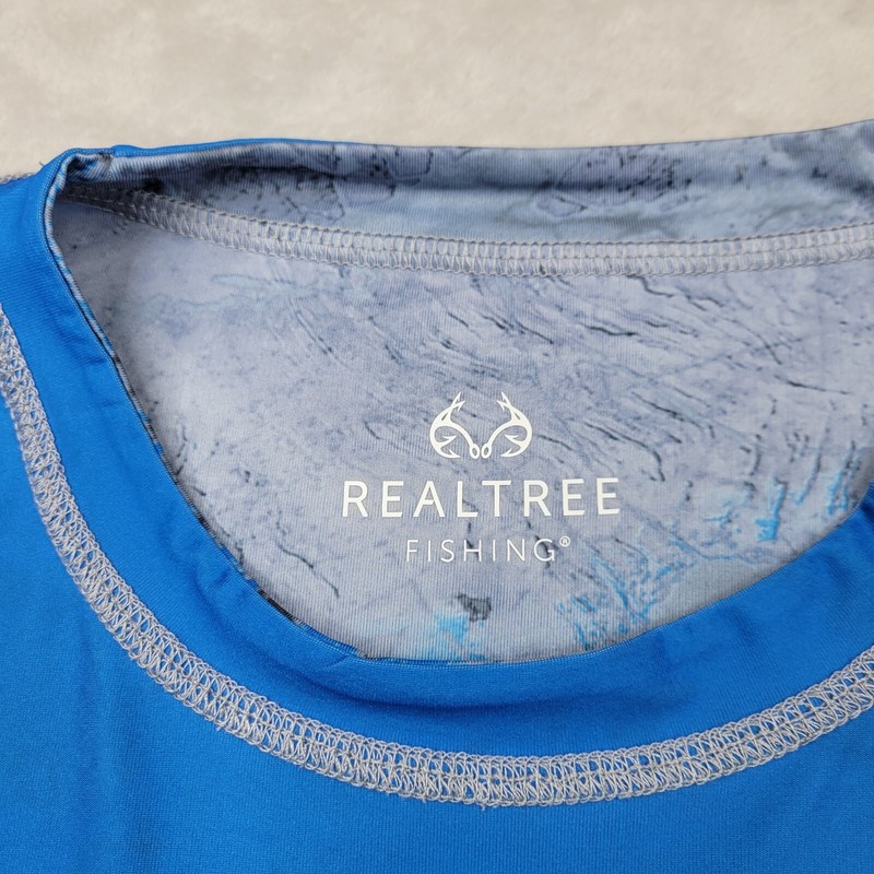 Realtree Fishing Shirt Mens Small Reverse Wave Camo Base Layer Rash Guard Adult gallery