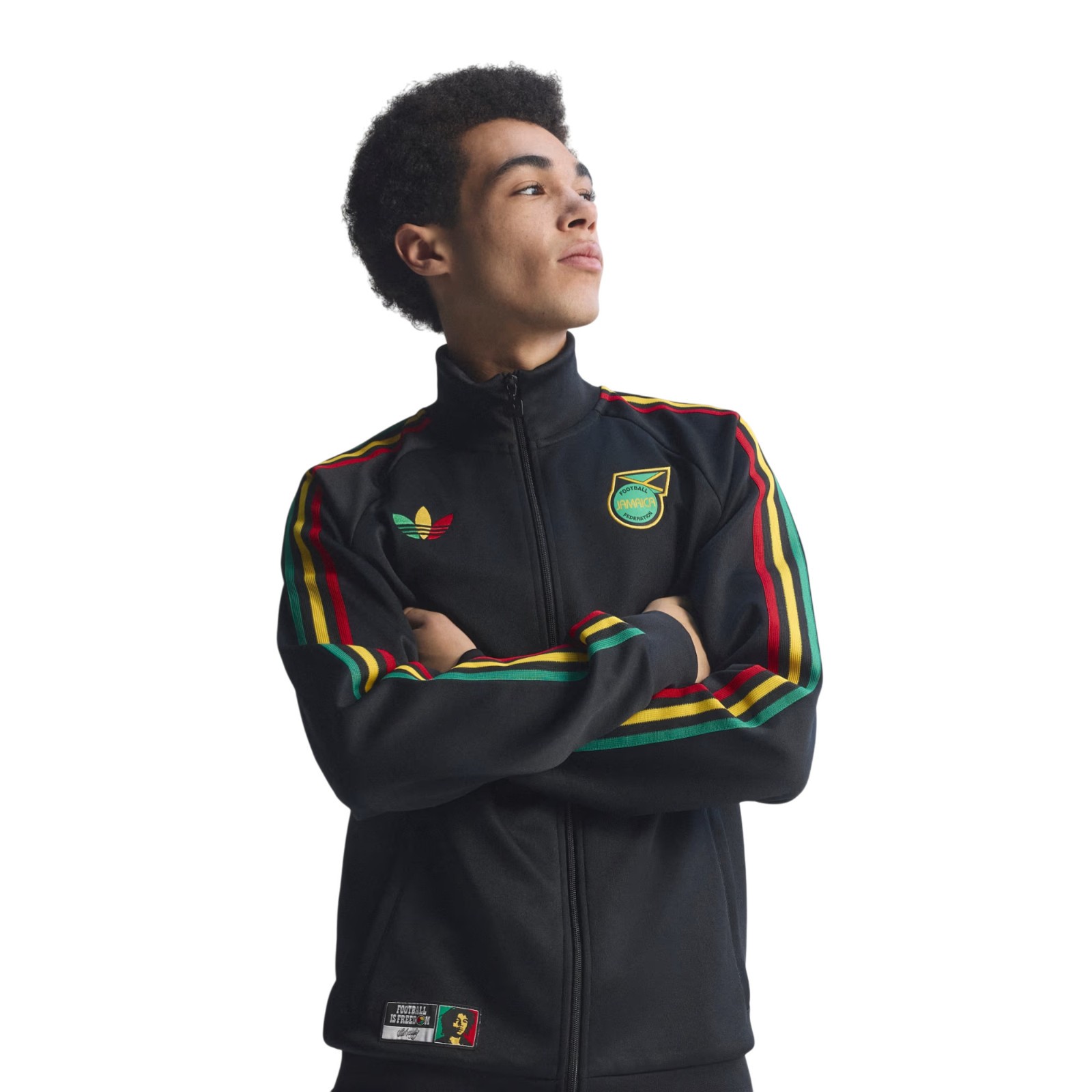 Men's Adidas Originals Black Jamaica X Bob Marley Rasta Track Top Jacket New gallery