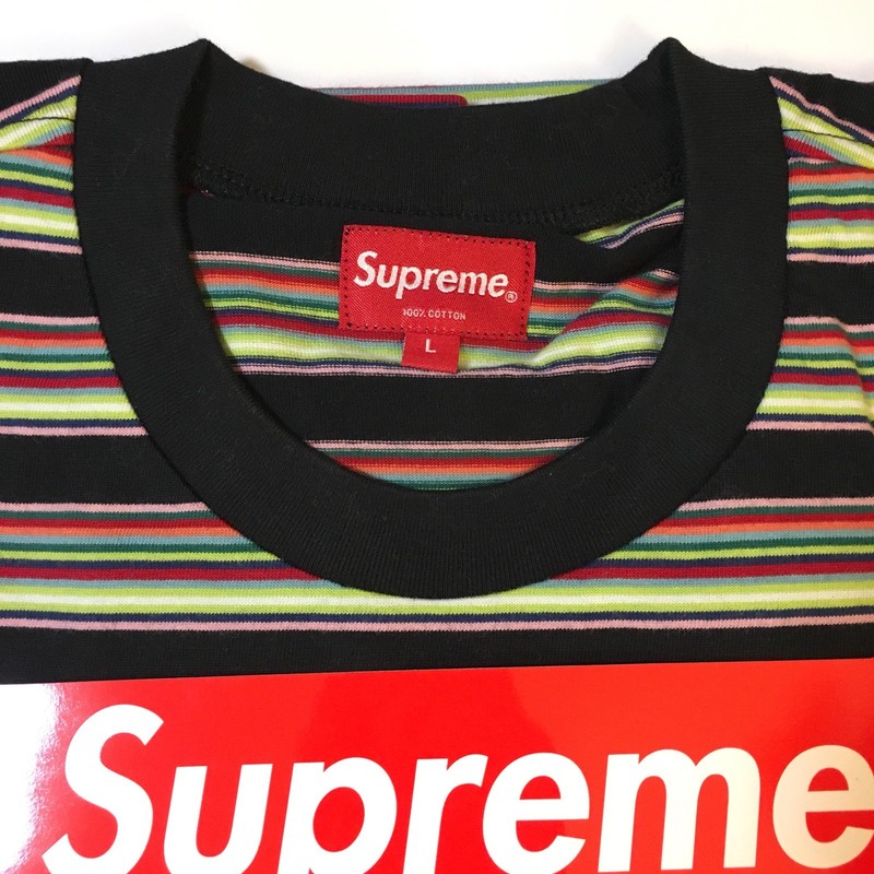 SUPREME MULTI STRIPE L/S TOP (LARGE) (BLACK) SS18 BANDANA BOX LOGO L/S TEE HOODI gallery