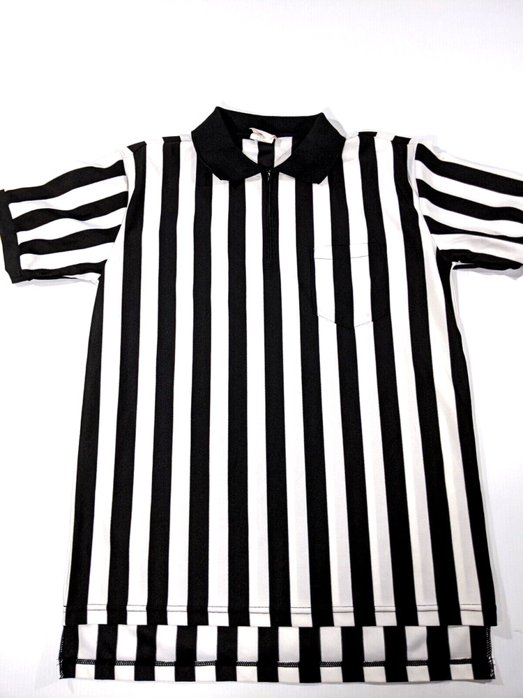 Rawlings Striped Referee Shirt Adult LG Basketball Football Baseball 1/4 Zip USA