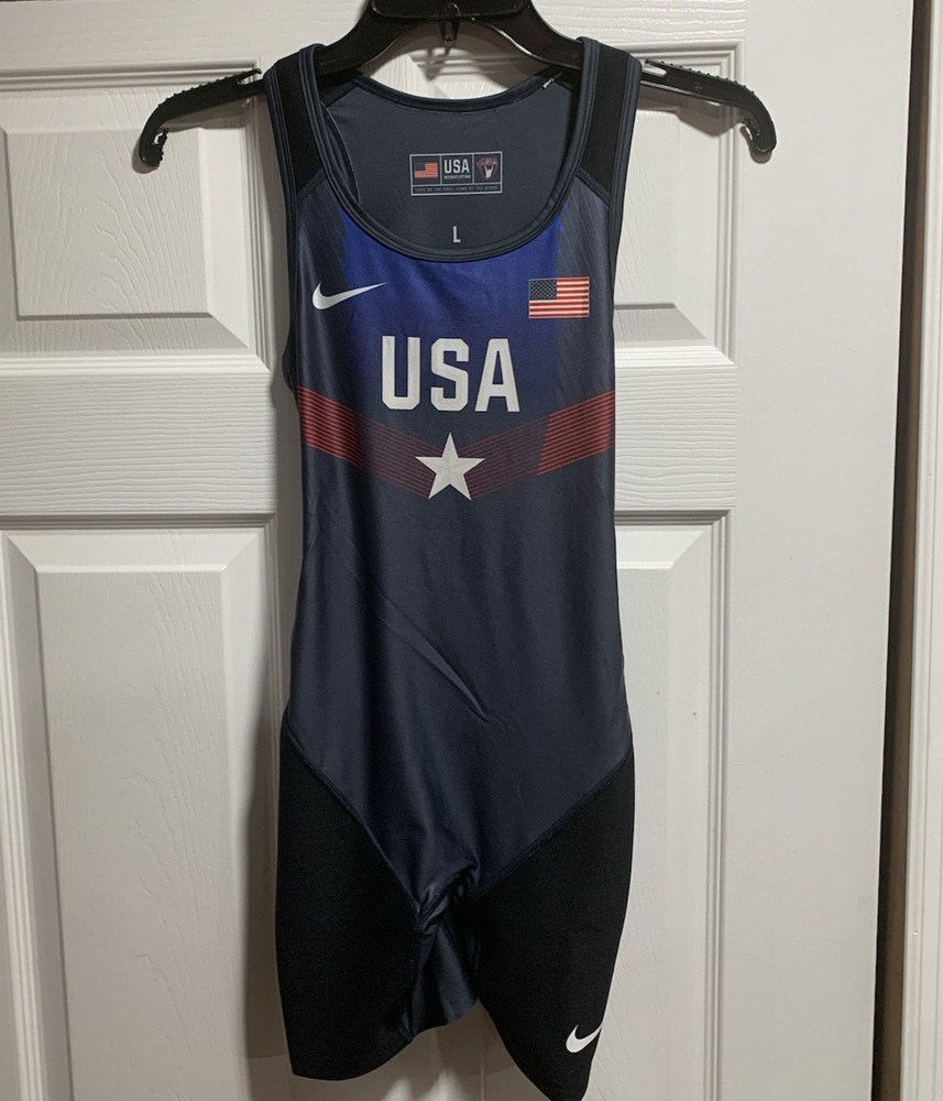 Nike USA Weightlifting Wrestling Singlet Gym Stars Team YOUTH Large brand new