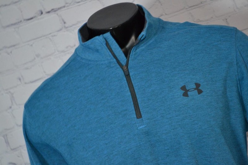 47409-a Under Armour Workout Shirt Pullover Zip Blue Polyester Size 2XL Mens gallery