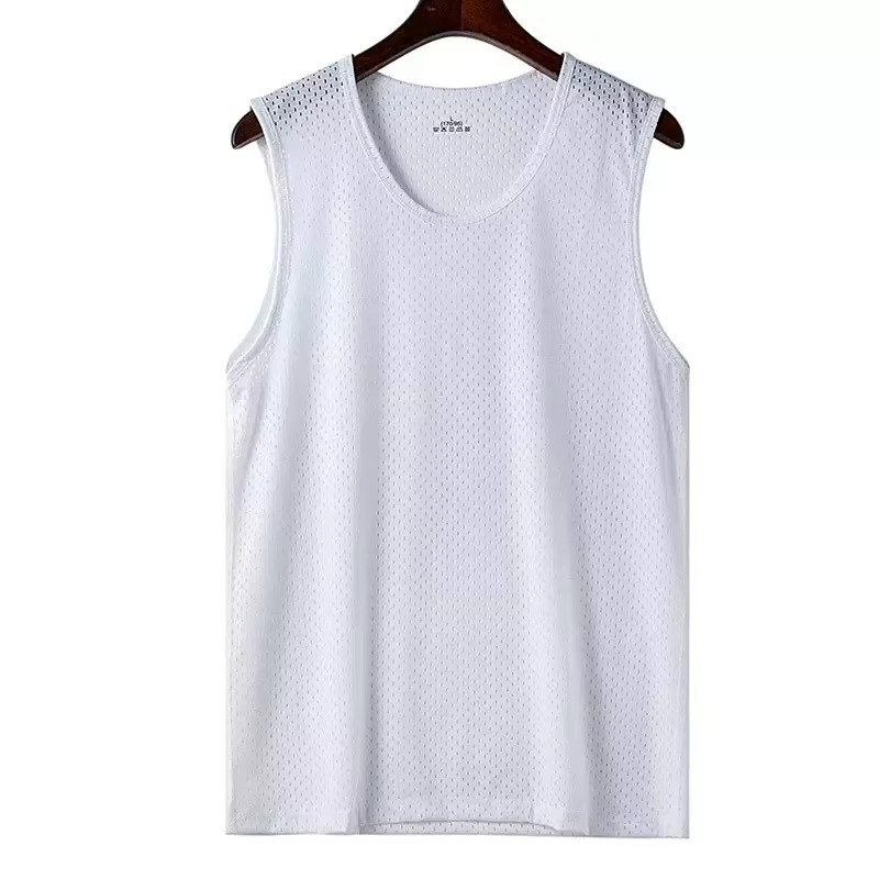 Men's Tank Top Ice Silk Mesh Summer Gym Sleeveless Shirt Sports Fitness Vest gallery