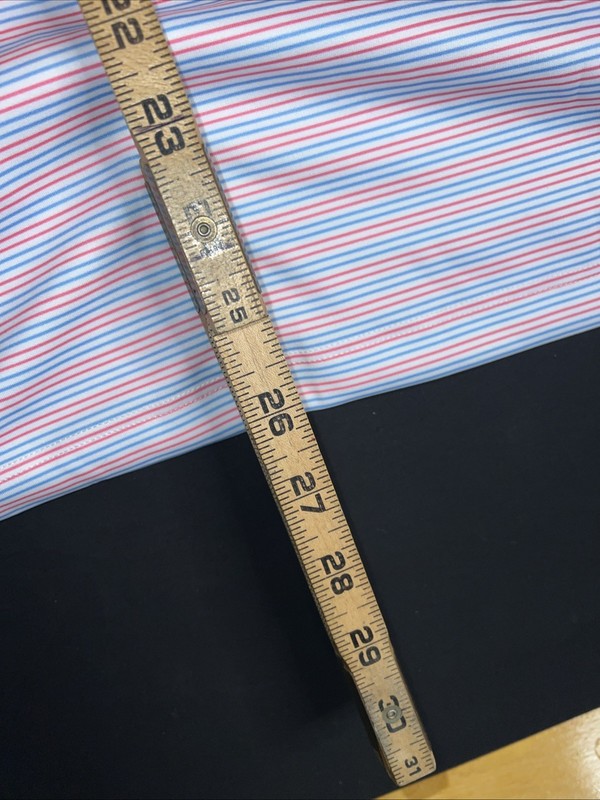 Twillory Shirt Med White/lt Blue/ Nantucket Red Polo Polyester Athleisure SS gallery