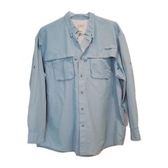 LL Bean Shirt Men’s XXL Reg Blue Button Down Vented Nylon Blend Roll Tab EUC