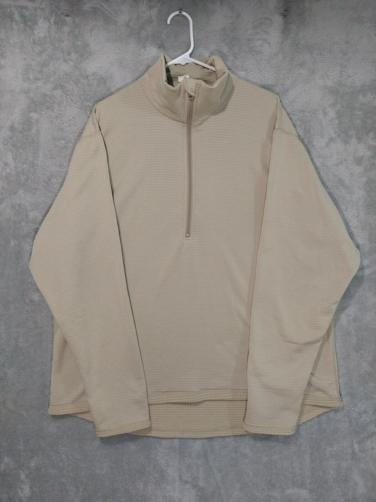 Kenyon Shirt Mens XL Beige Waffle Knit Thermal 1/4 Zip Long Sleeve Pullover