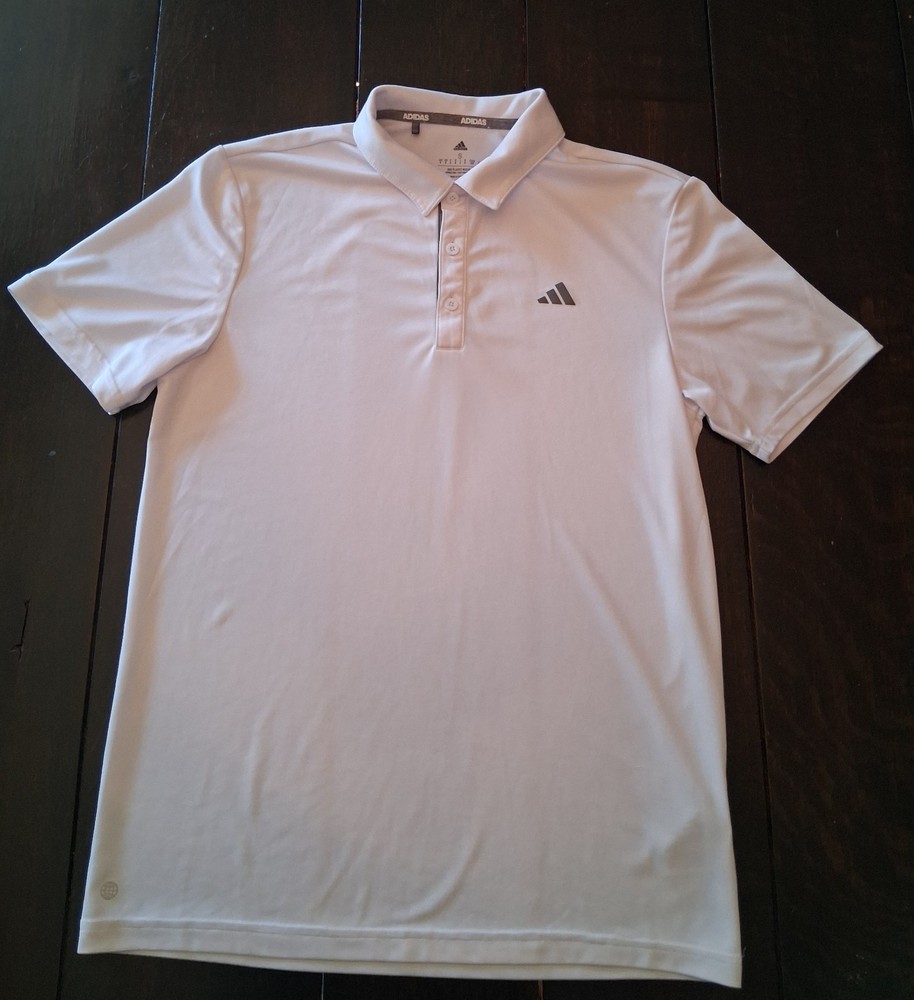 Adidas Mens S White Polo Short Sleeve Shirt