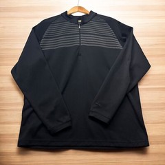 Slazenger Long Sleeve 1/4 Zip Pullover Shirt Mens XL Black w/gray stripes golf