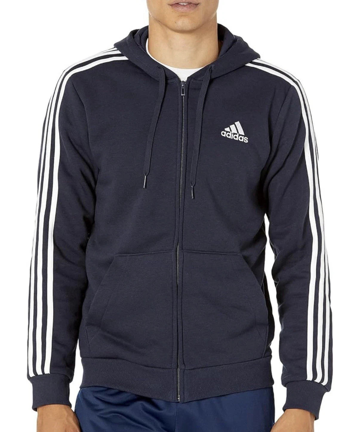 ADIDAS 3- STRIPE FLEECE FULL ZIP NAVY/WHITE GK9053 L NWT gallery