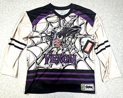 Venom Mens Small Marvel AOP Spider-Verse Double-Sided Graphic Hockey Jersey NWT