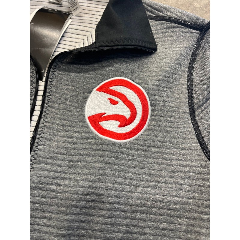 Adidas Atlanta Hawks NBA Mens Medium Climalite Twist 1/2 Zip Pullover Gray Black gallery