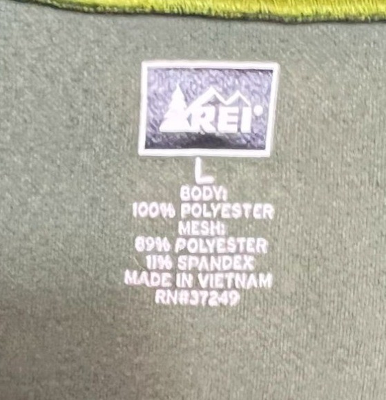 REI Green Half-Zip Pullover Stand-Up Collar Chest Pocket Large Polyester Blend gallery