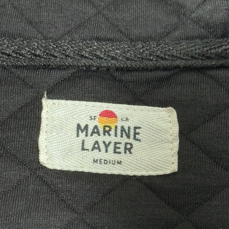 Marine Layer Corbet Quarter Zip Pullover Fleece Black M gallery