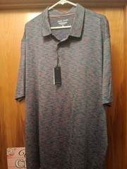 NWT Michel Rouen Men’s Performance Polo Golf Shirt. Space Dye Stripe, Size 3XL.