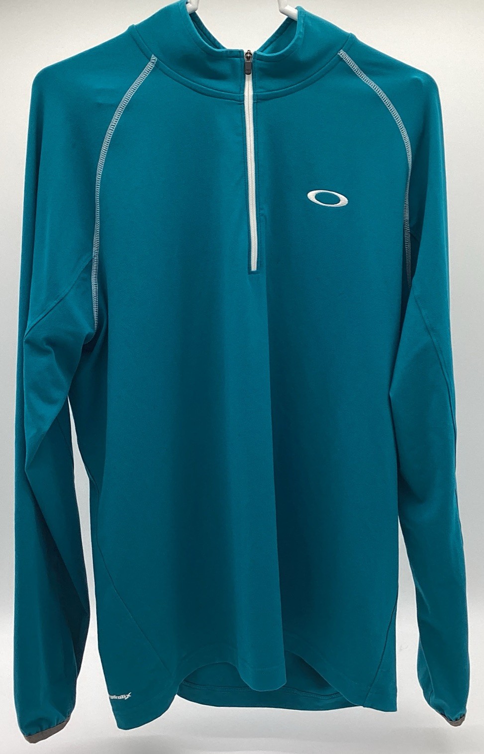 OAKLEY Teal Hydrolix 1/4 Zip Pullover Sz M Mens Long Sleeve Collared See Picture gallery