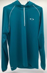 OAKLEY Teal Hydrolix 1/4 Zip Pullover Sz M Mens Long Sleeve Collared See Picture