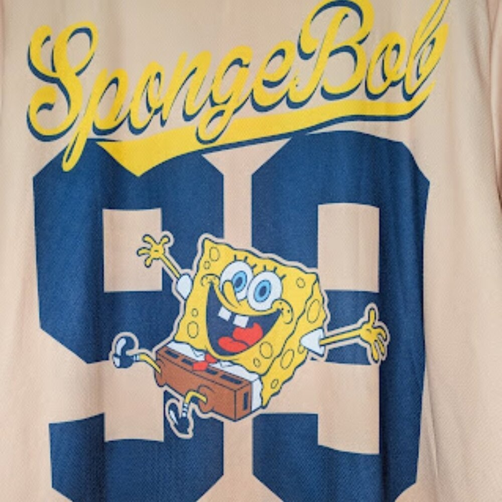 Nickelodeon Blue and Cream Retro Baseball Jersey Size Large gallery