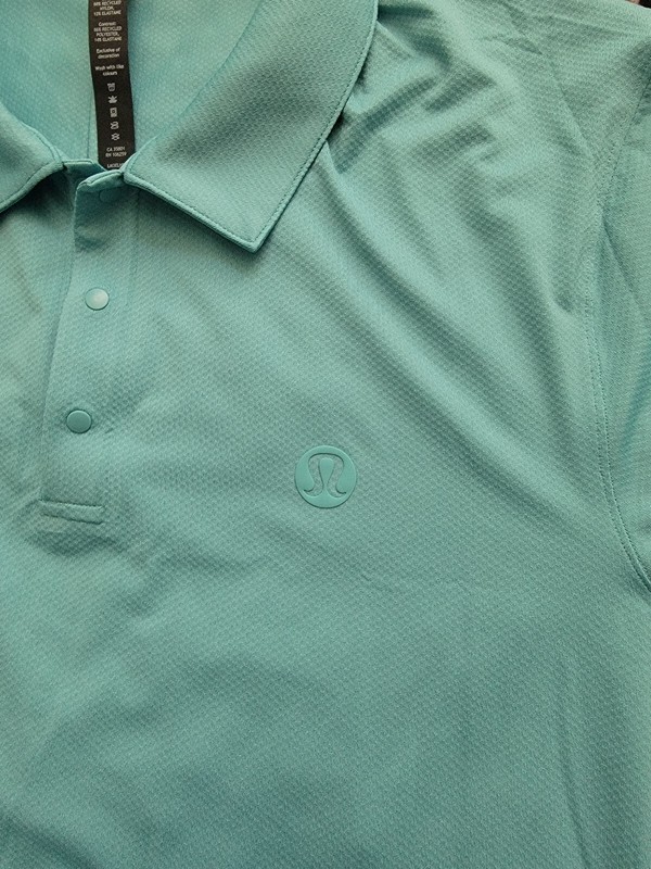 Mens Lululemon Stretch Golf Polo Short Sleeve Shirt 2XL TDLT Teal Green gallery