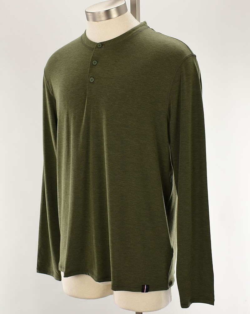 FOURLAPS Mens Thyme Heather Green RADIUS Long Sleeve Henley Shirt MEDIUM NWT