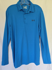 Under Armour Polo Shirt Men’s Long Sleeve Turquoise Loose Fit All season Gear M