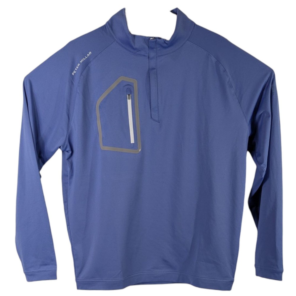 Peter Millar Forge Golf Pullover Viawest Real Estate 1/4 Zip Large Blue