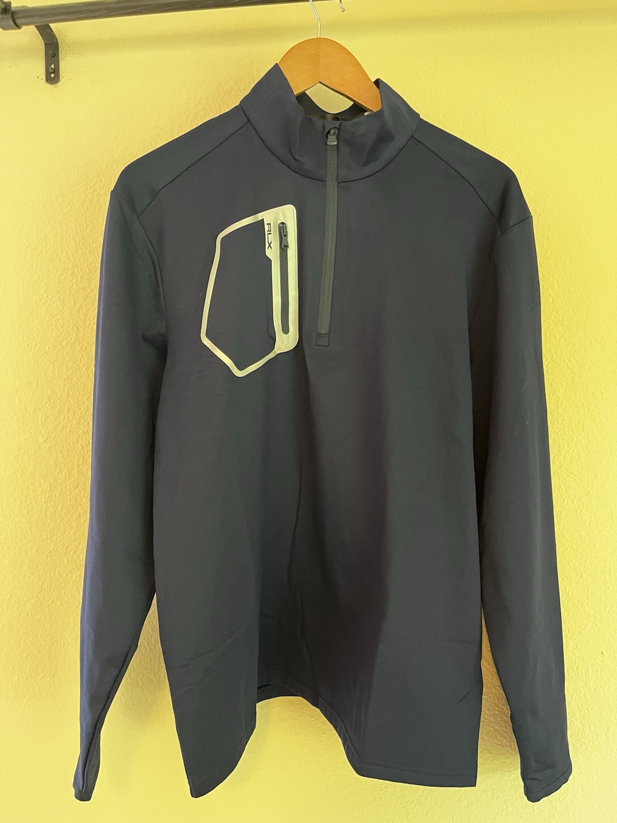 RLX Ralph Lauren Men's Navy 1/4 Zip Mock Neck Pullover L Wicking Golf Top gallery