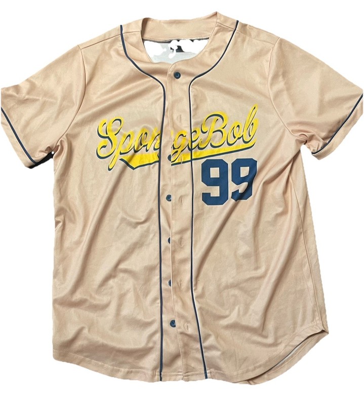 Nickelodeon SpongeBob Square Pants Baseball Jersey #99 beige Adult Size M gallery