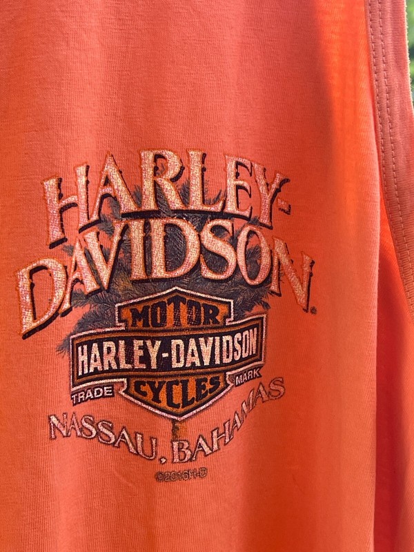 Harley Davidson Men's Tank Top Size Large Orange 100% Cotton Logo Sleeveless New gallery