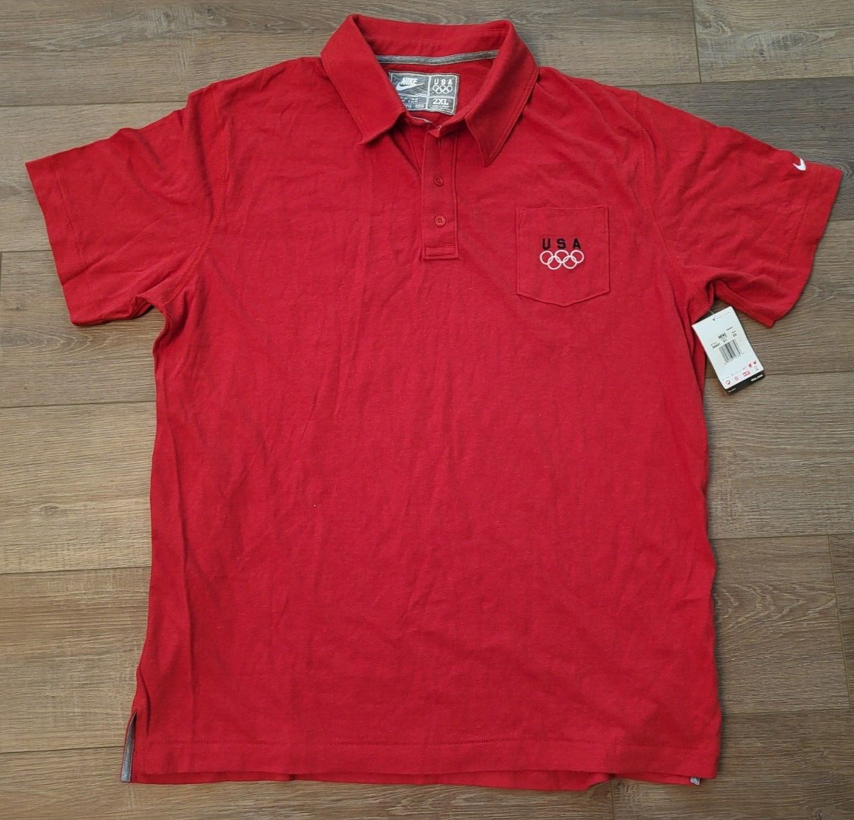 Nike USA Olympics Polo Golf Shirt Mens Size: 2XL Red Vintage Hemp Cotton Work gallery