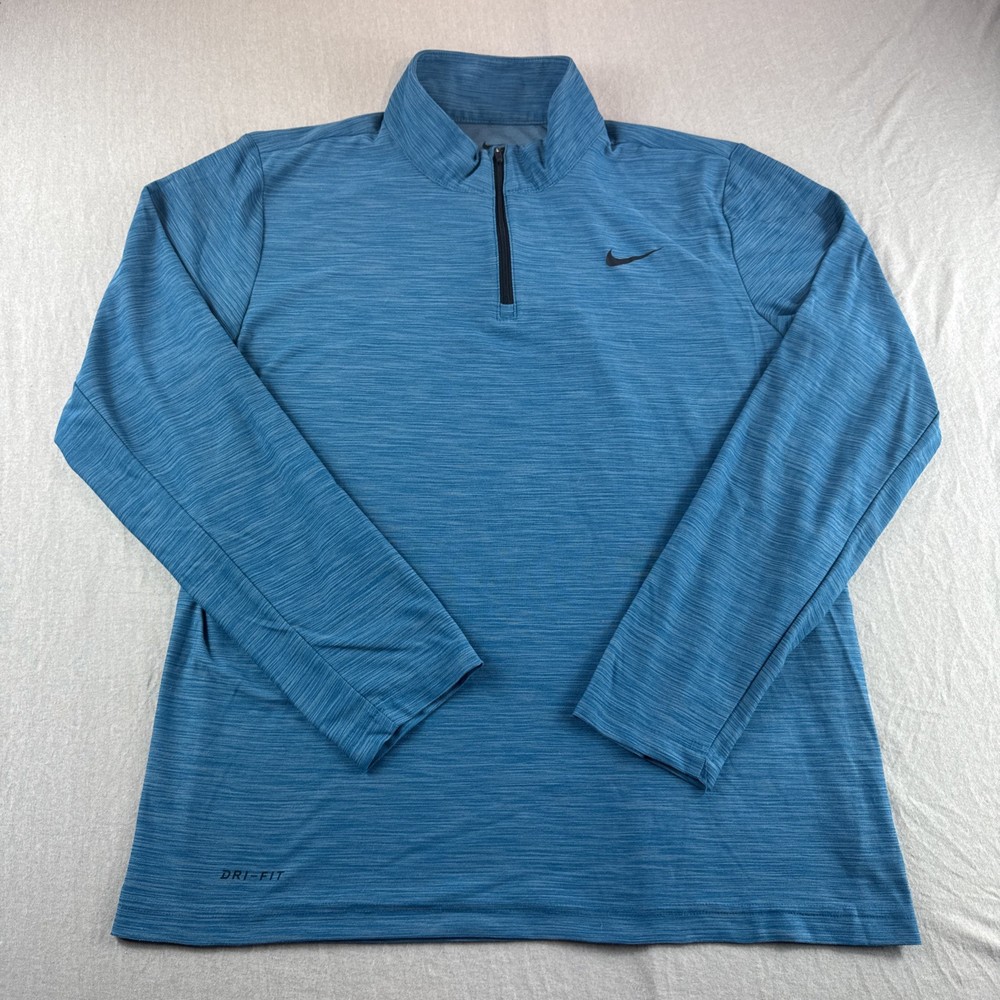 Nike Dri Fit Pullover Mens M Blue Long Sleeve Sweatshirt Gym Running 940177-301