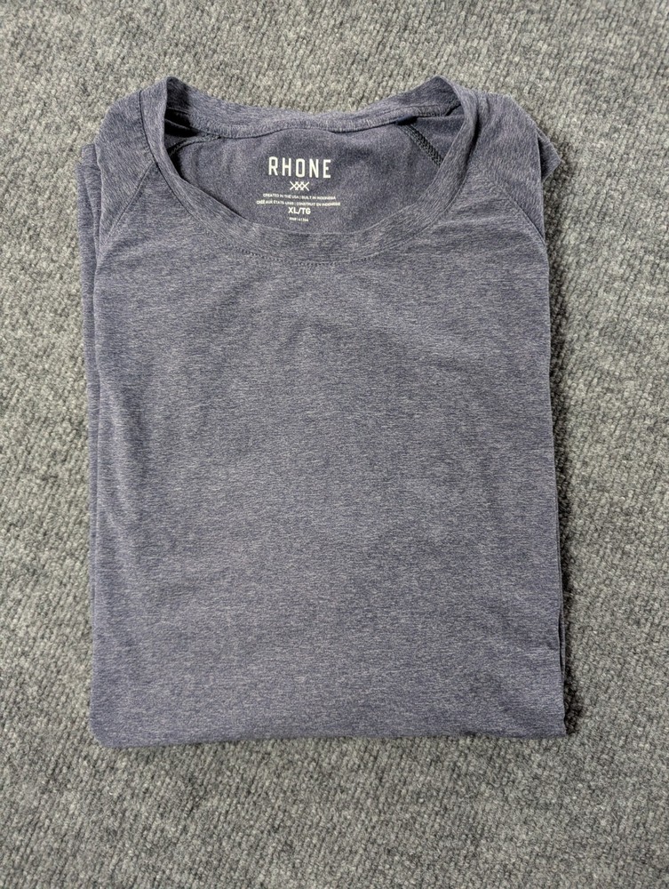 RHONE Reign Long Sleeve Performance Shirt Men's Size XL Blue Heather