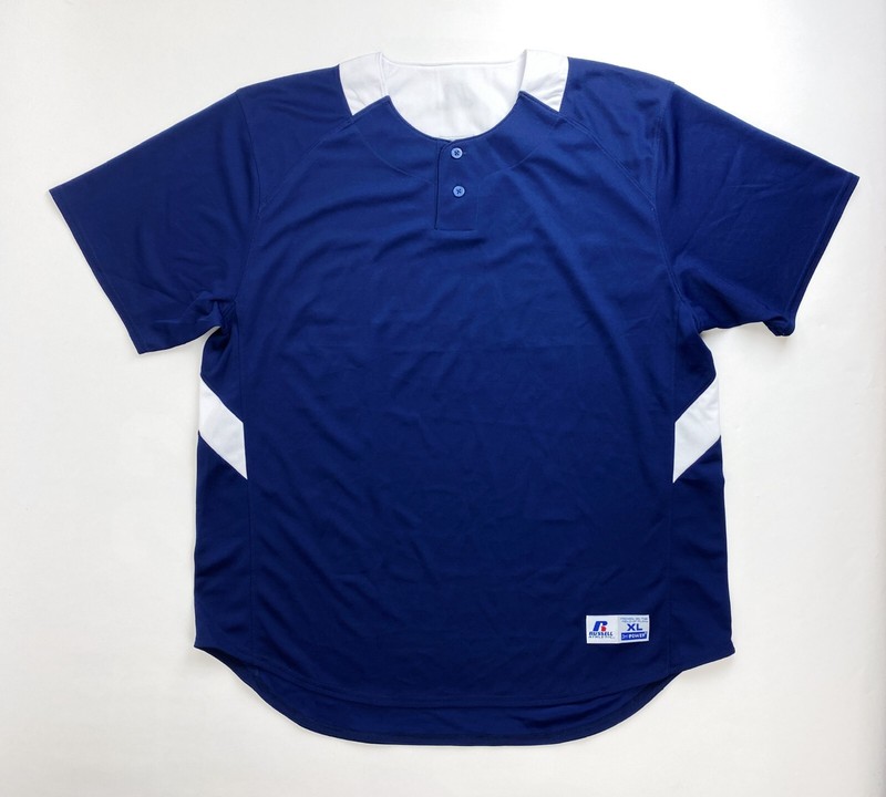 Russell 2-Button Placket Performance Baseball Jersey Men's S M L XL Navy 316KWMK gallery