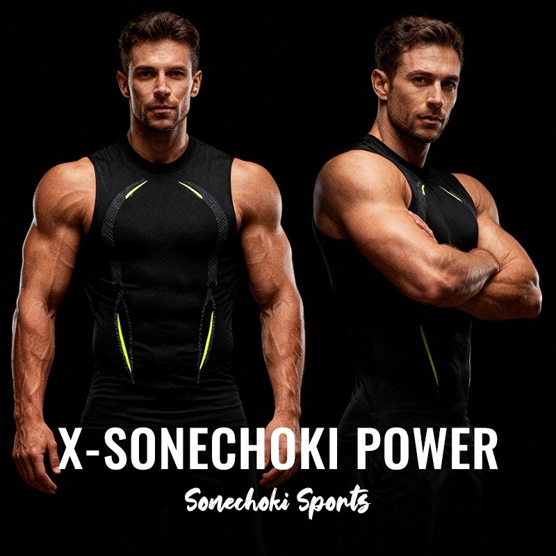 Men Compression Shirt Version Ionic Shaping Sleeveless Vest Sport Tank Top S-2XL gallery