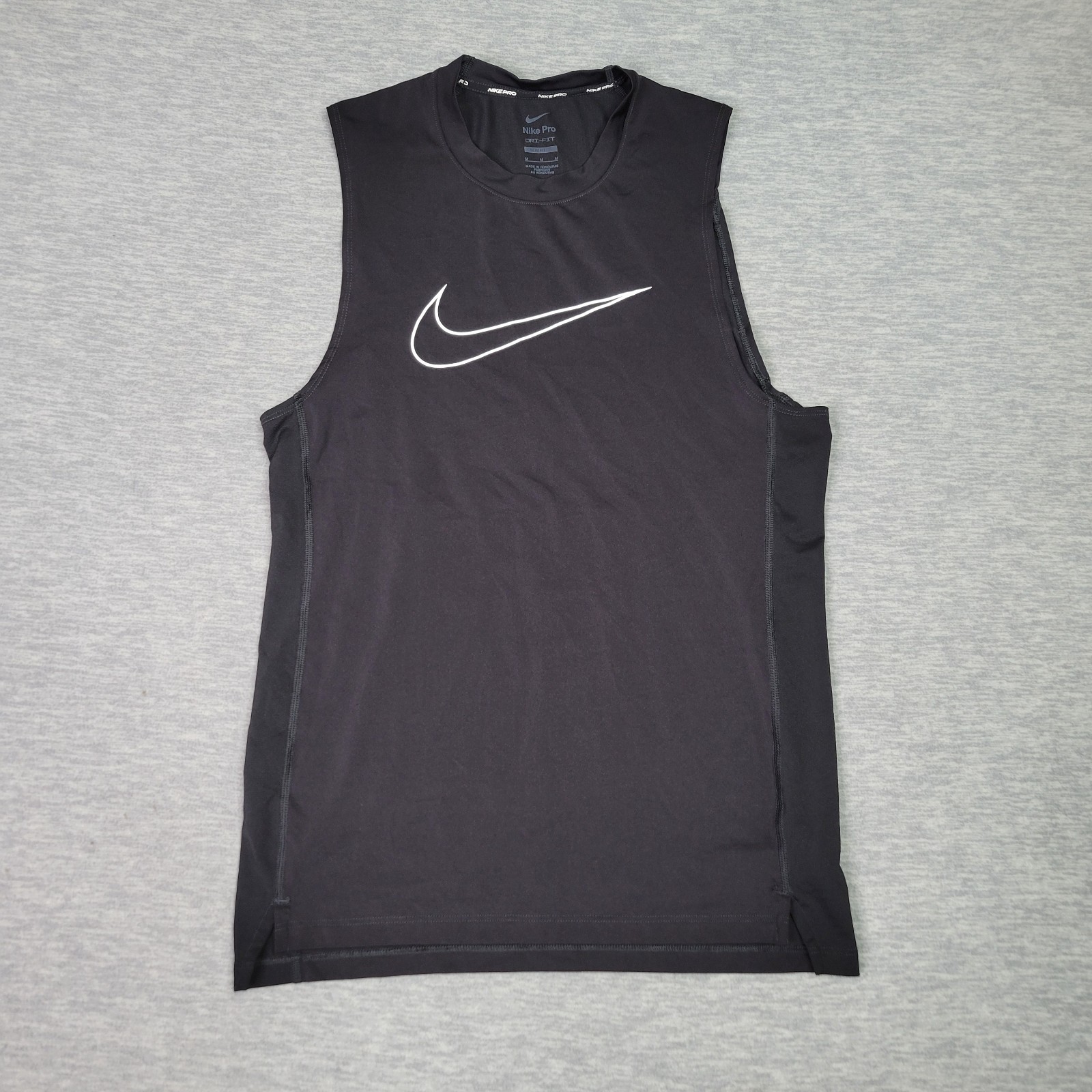 Nike Pro Tank Top Mens Medium Slim Fit Dri Fit Swoosh Black gallery