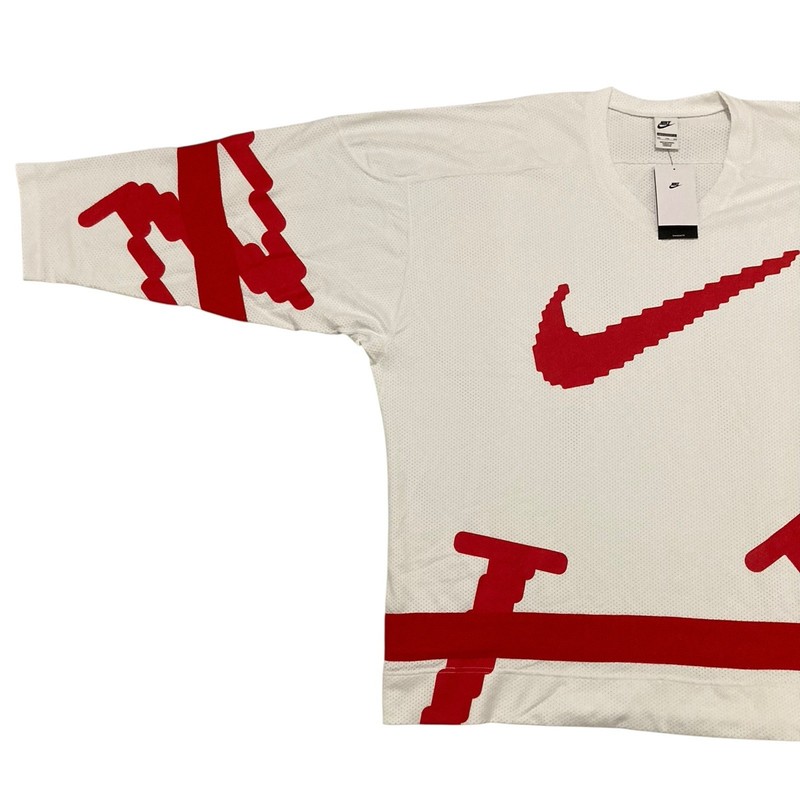 Nike Sportswear Club Swoosh Hockey Jersey XXL Oversized Fit White Red HV1137-100 gallery
